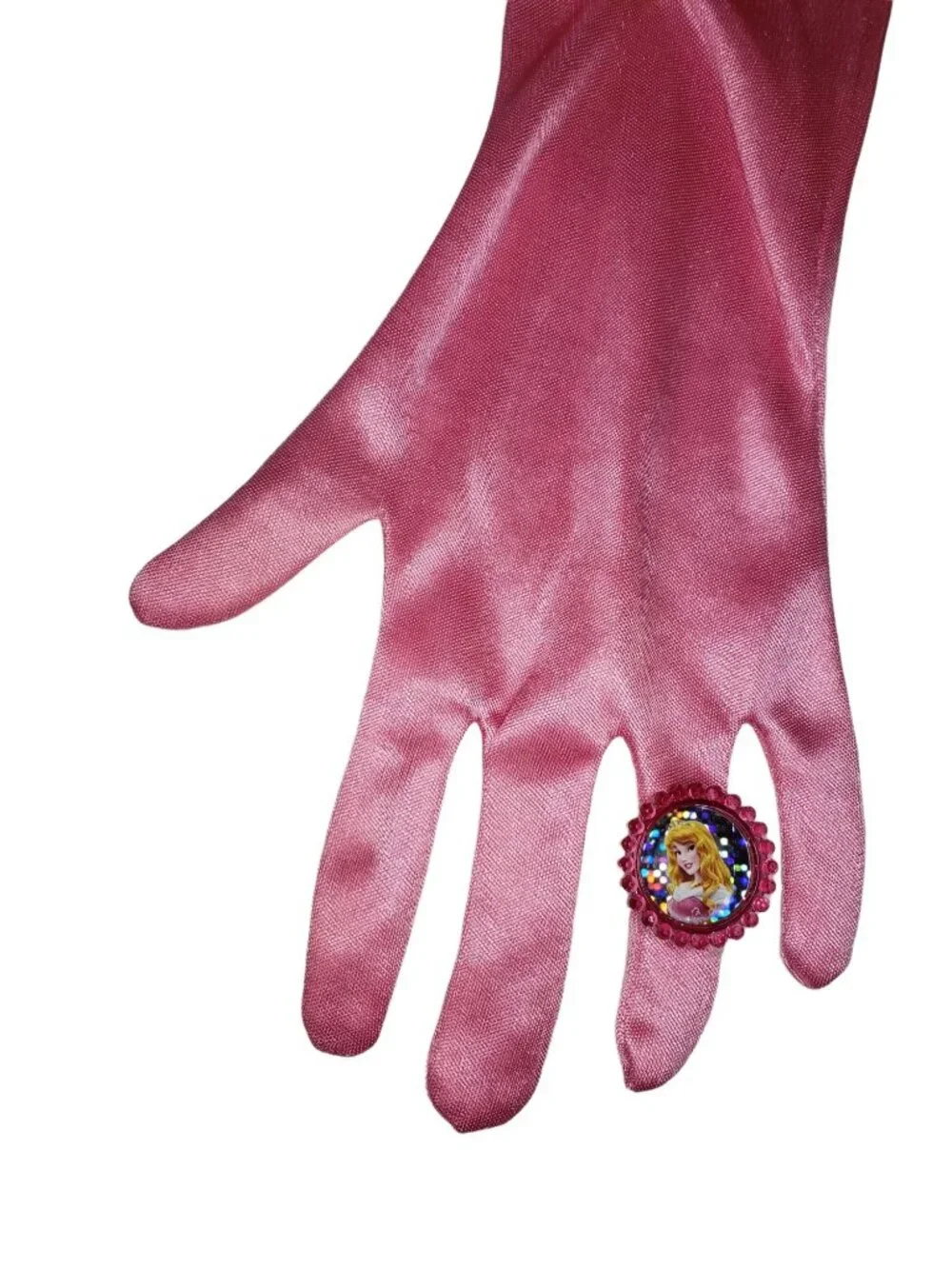 Disney Aurora Sleeping Beauty Costume S Pink Gold Satin Gloves Halloween Cosplay